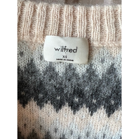 Taupe Striped Cadence Mohair Wool Cropped Cardigan Wilfred Aritzia EUC XS #1133 - Picture 6 of 9